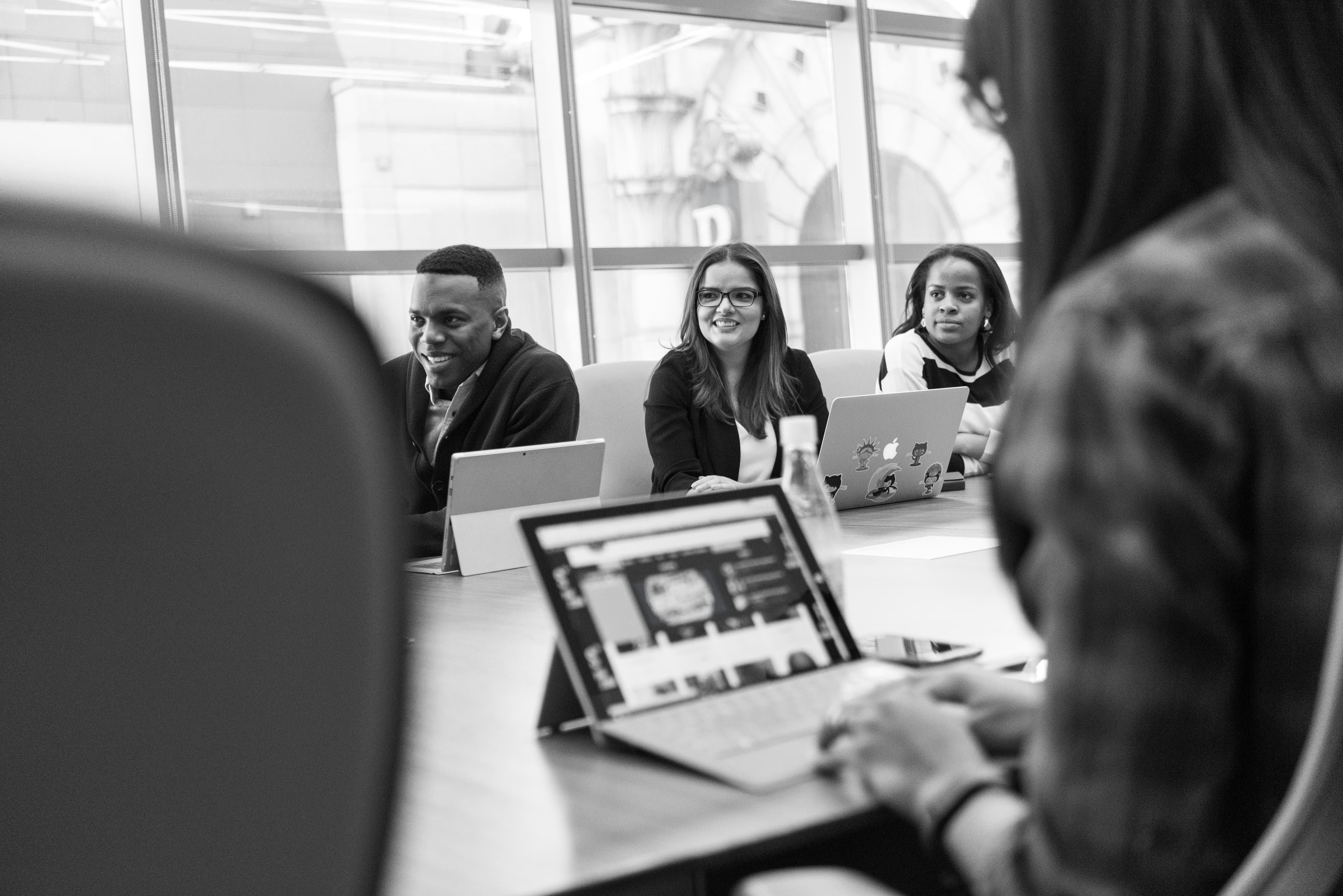 Team working together in a meeting