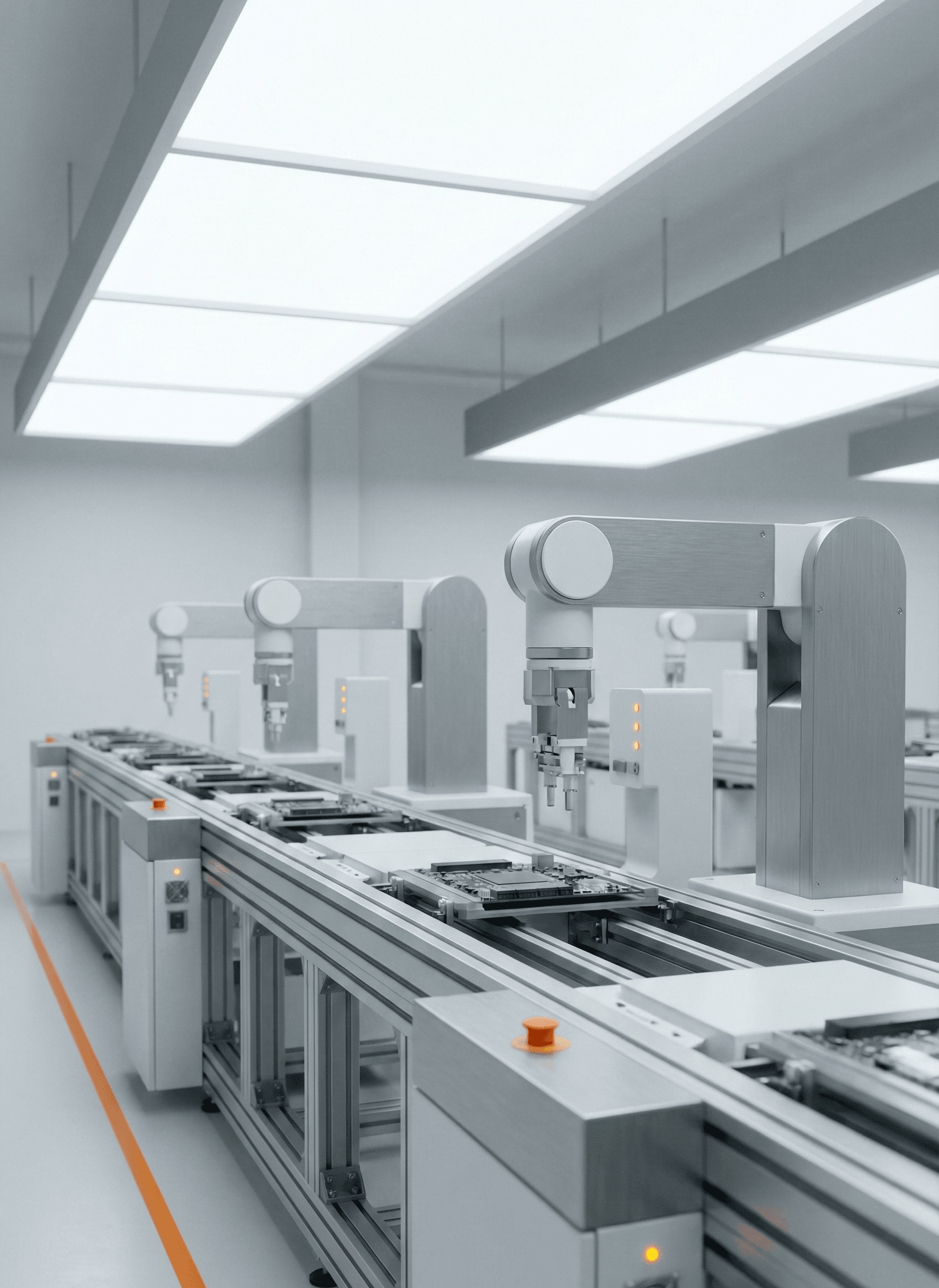 Línea de producción automatizada que muestra cómo la IA apoya entornos industriales