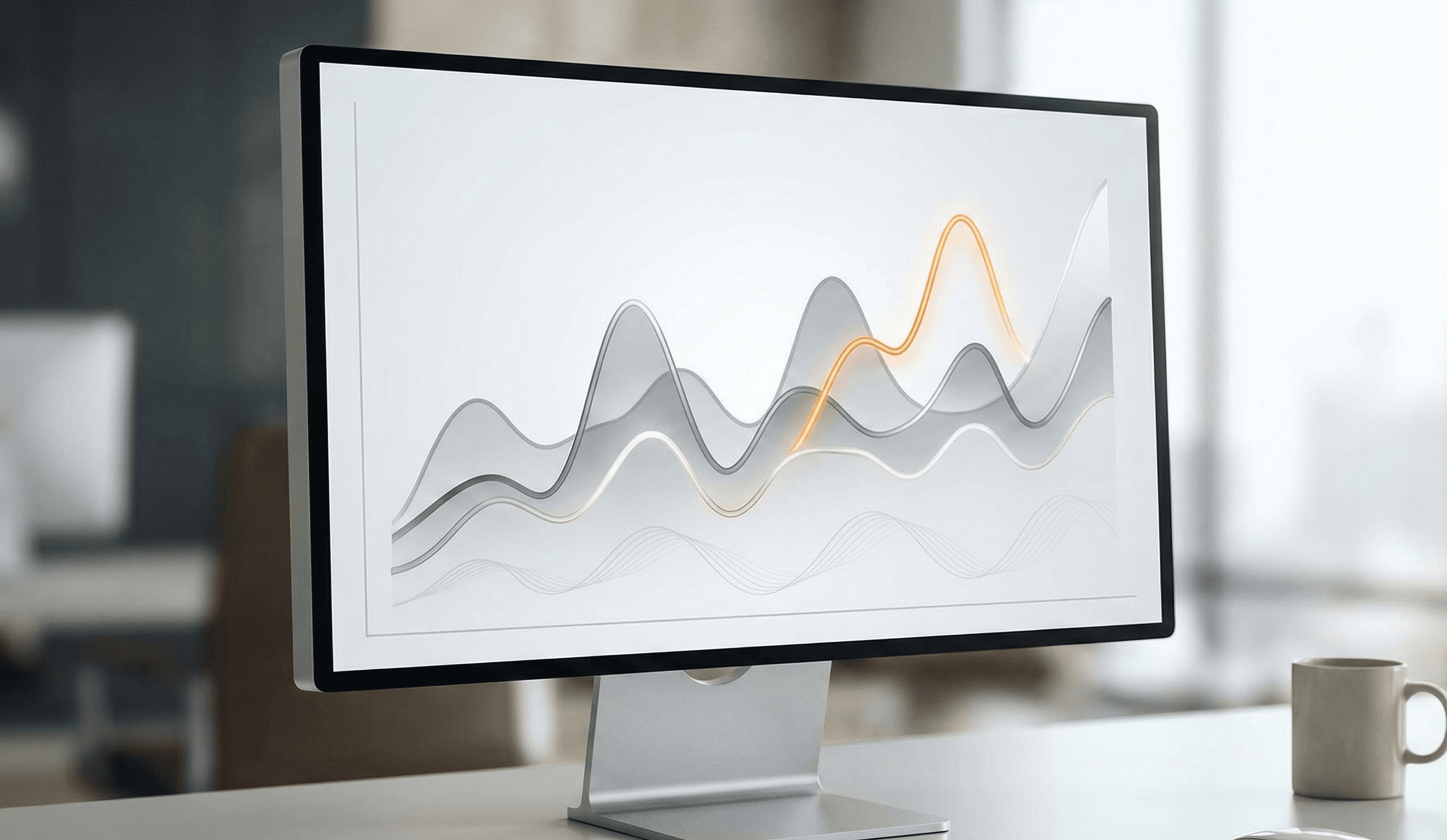 Gráfico de rendimiento en monitor que representa variabilidad de demanda