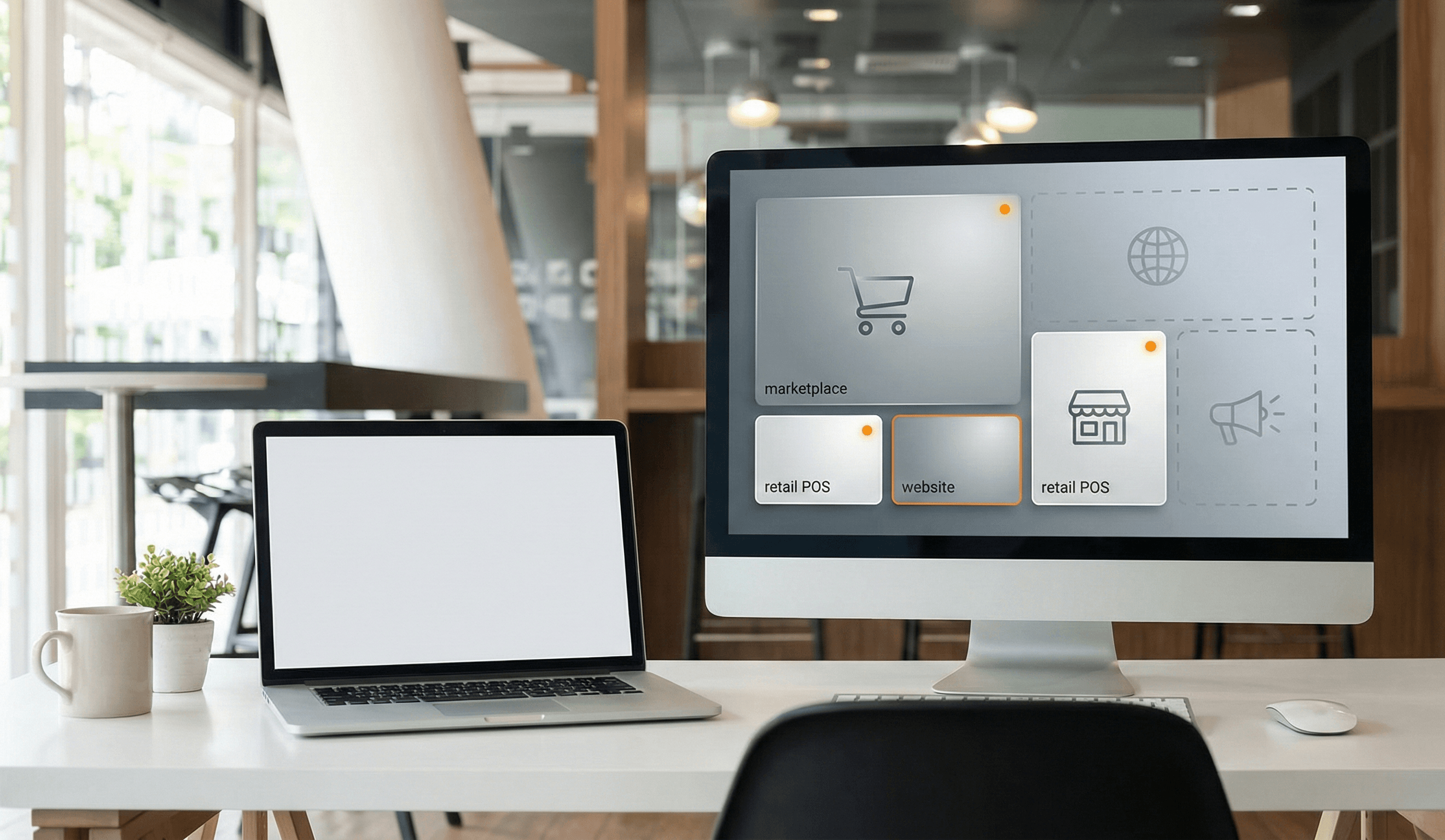 Dashboard de canales de venta mostrado en un monitor
