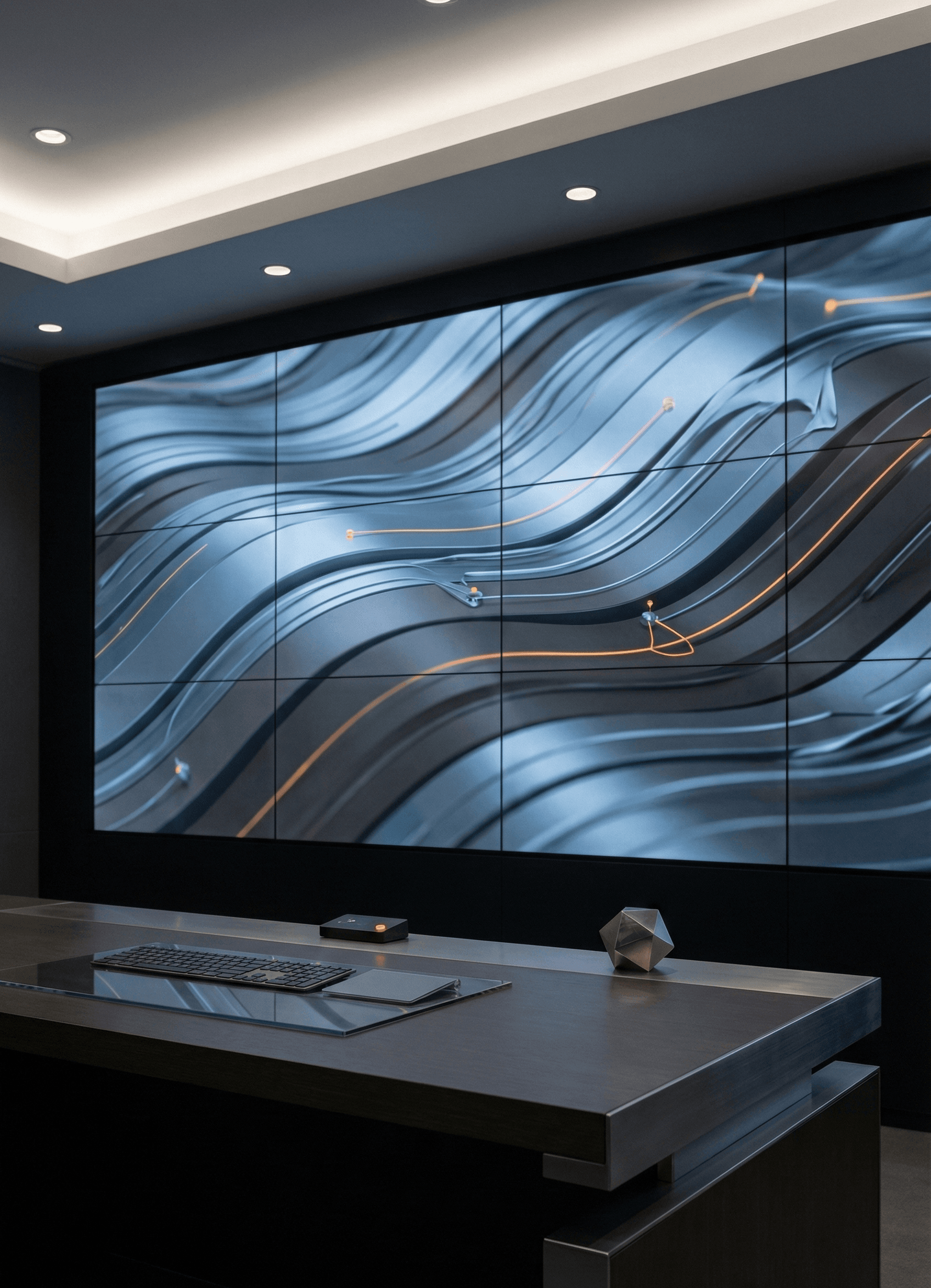 Dark data visualization wall for analytics and predictive AI