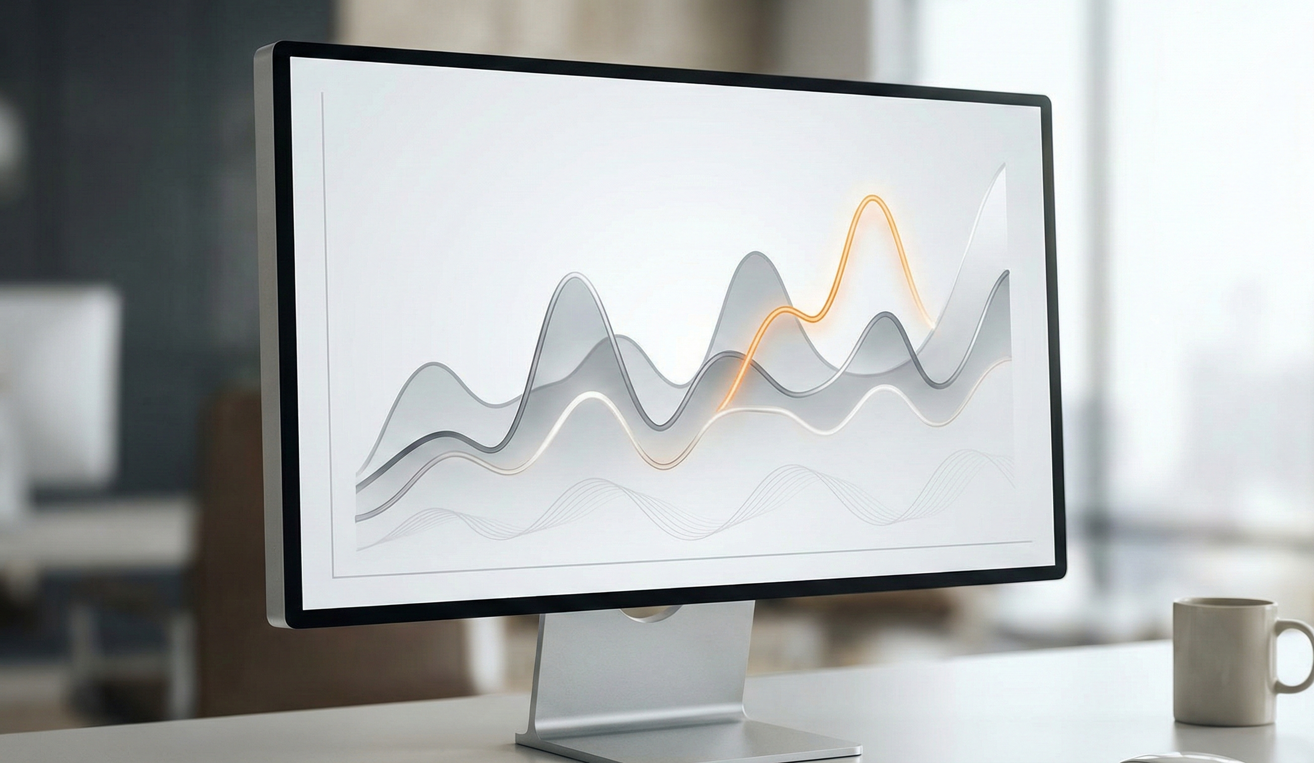 Gráfico de rendimiento en monitor que representa variabilidad de demanda